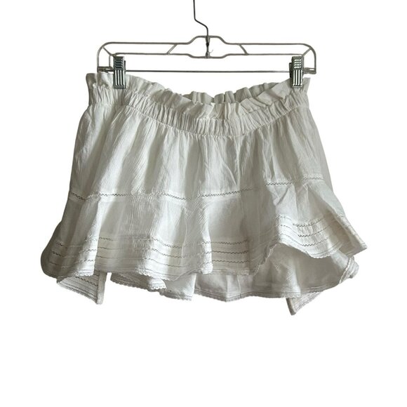 Aerie White Mini Gauze Skirt Shorts Lined Large New Fairy Boho Ruffle Y2K - Picture 4 of 9
